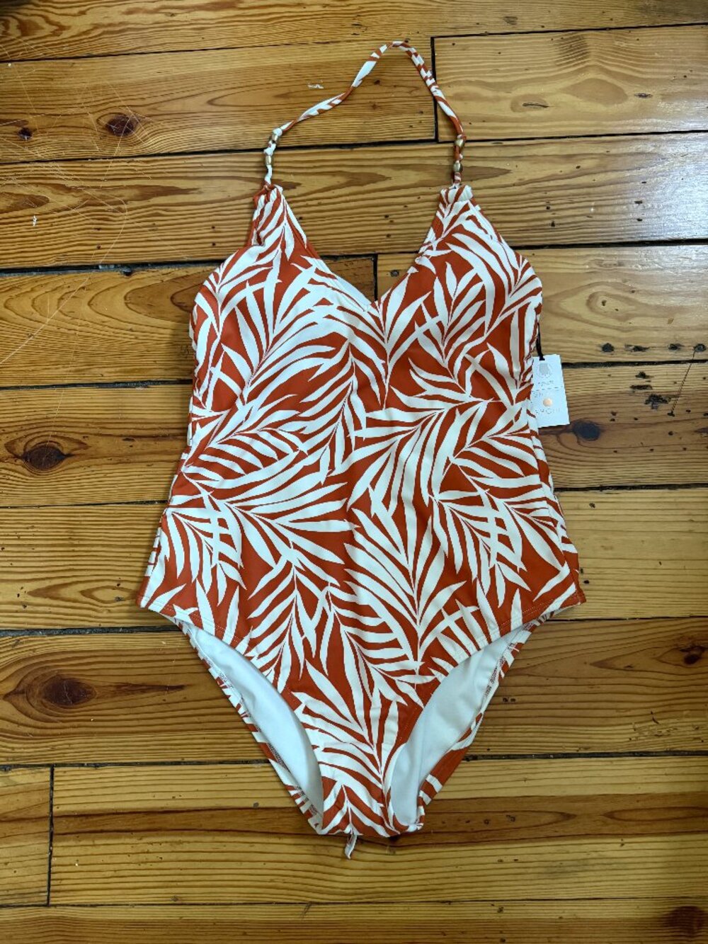 Shade & Shore Orange Tropical Print One-Piece Swimsuit – Size XL (16) – NWT